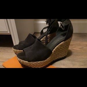 Stuart Weitzman Soho jute black espadrilles wedge